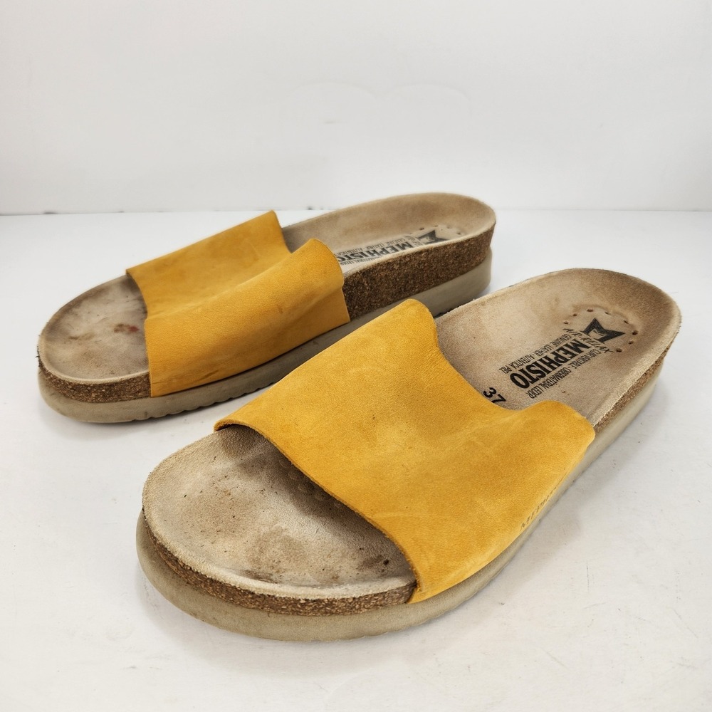 Mephisto‎ Hanik Women's Genuine Leather Slip-On Yellow Sandals Size 37 (6-6.5)